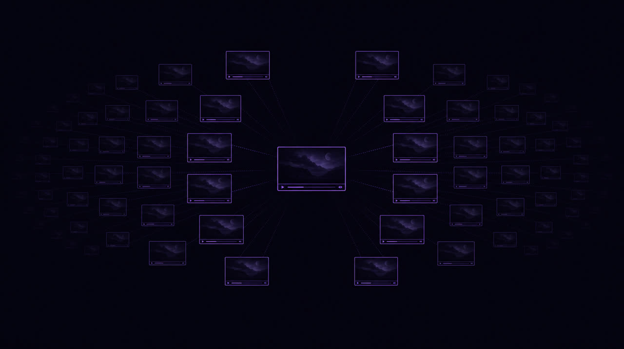 One video clip multiplying across many screens